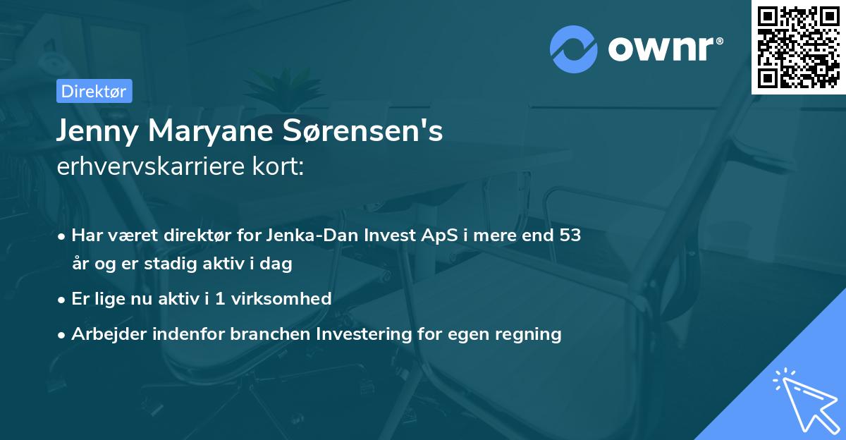 Jenny Maryane Sørensen's erhvervskarriere kort