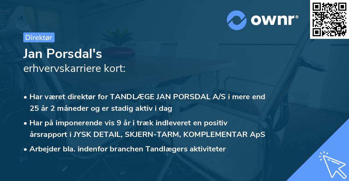Jan Porsdal's erhvervskarriere kort
