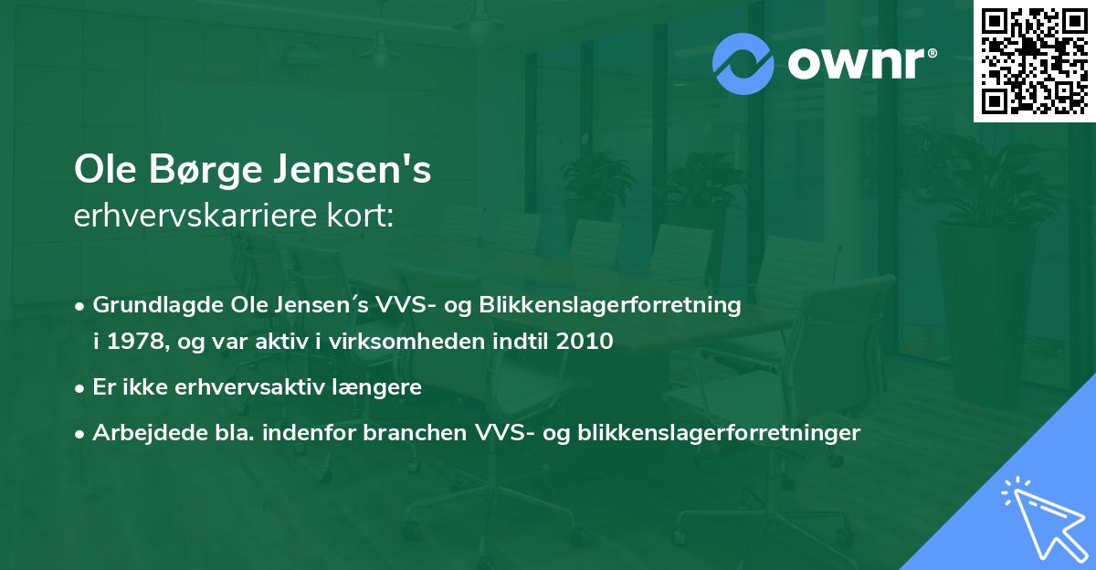 Ole Børge Jensen's erhvervskarriere kort