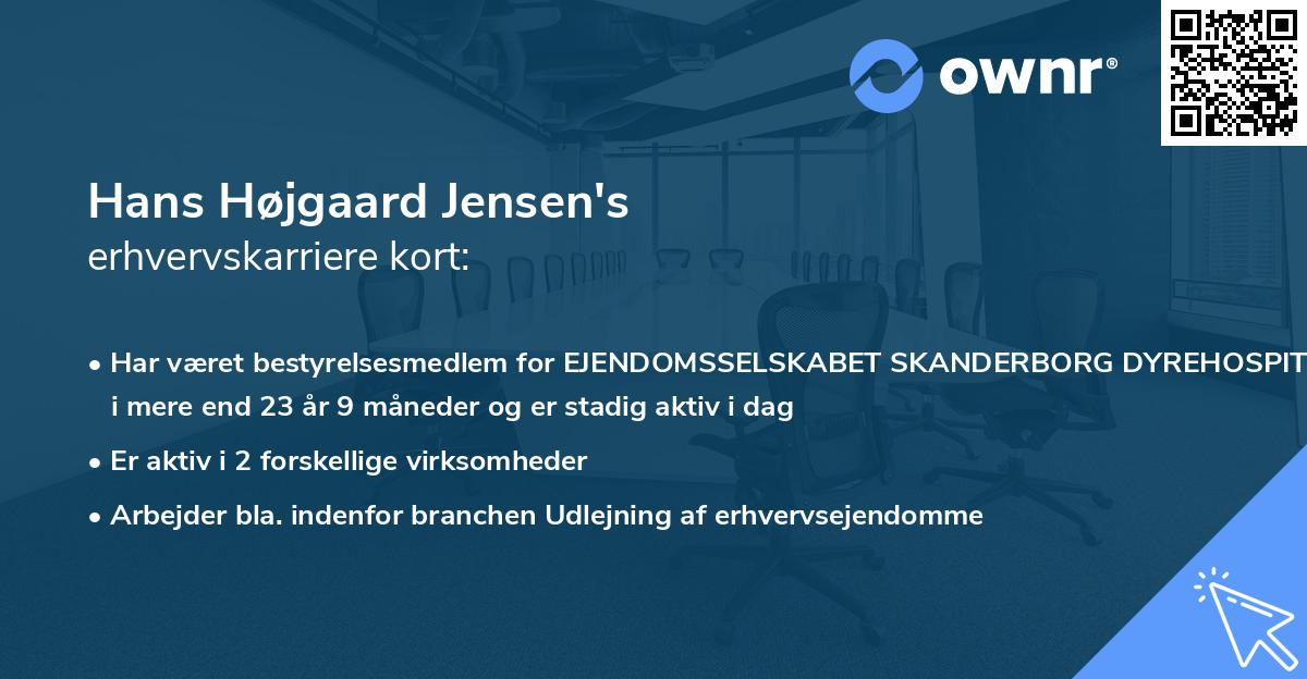 Hans Højgaard Jensen's erhvervskarriere kort