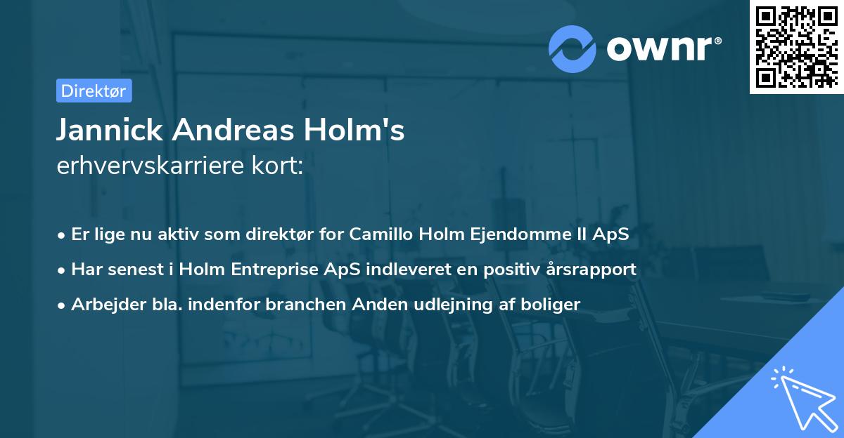 Jannick Andreas Holm's erhvervskarriere kort