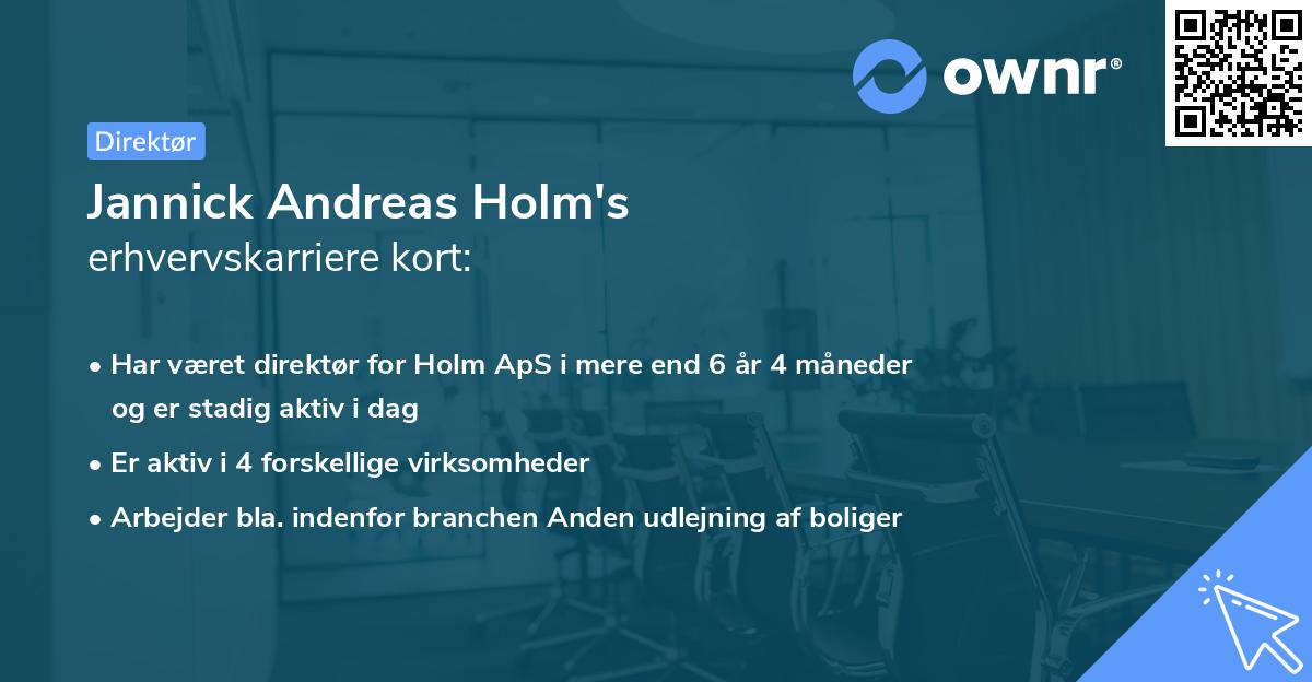 Jannick Andreas Holm's erhvervskarriere kort