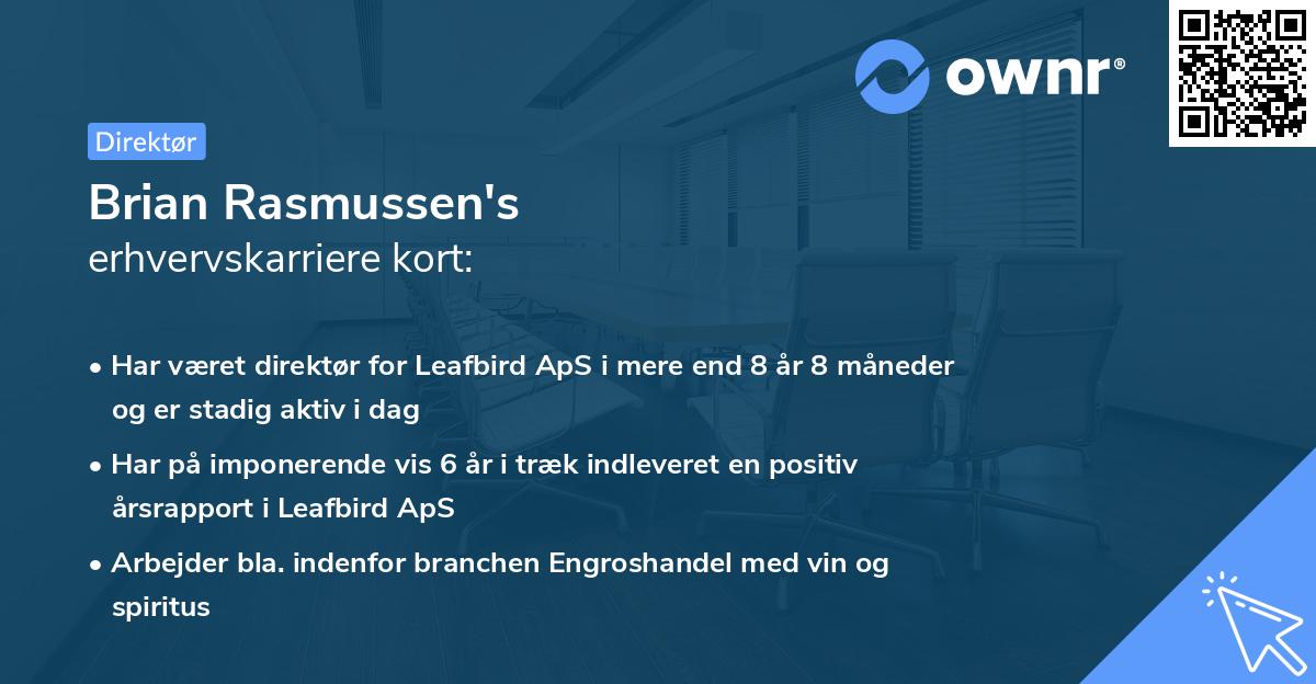 Brian Rasmussen's erhvervskarriere kort