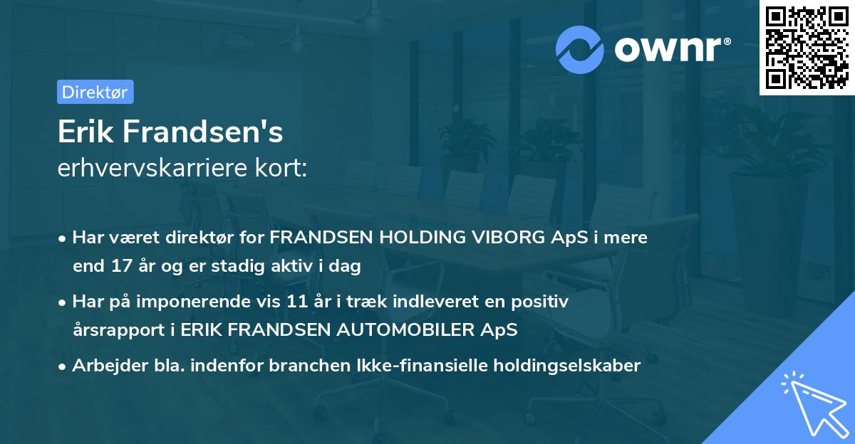Erik Frandsen's erhvervskarriere kort
