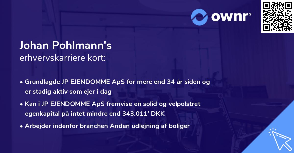 Johan Pohlmann's erhvervskarriere kort