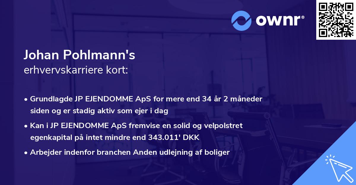 Johan Pohlmann's erhvervskarriere kort