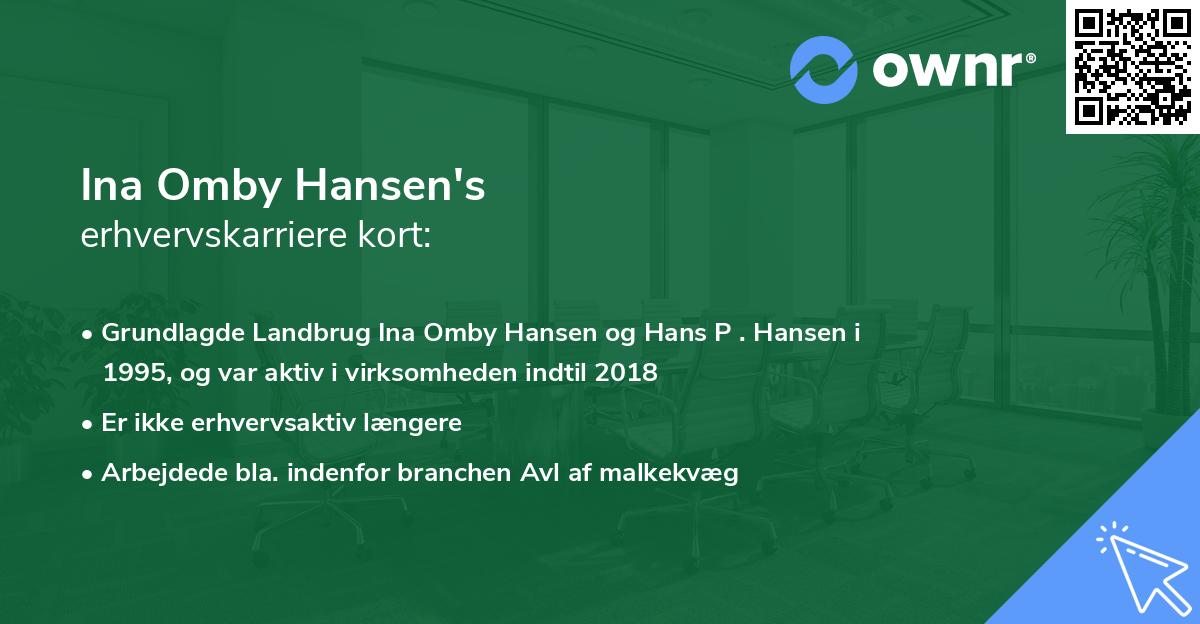 Ina Omby Hansen's erhvervskarriere kort