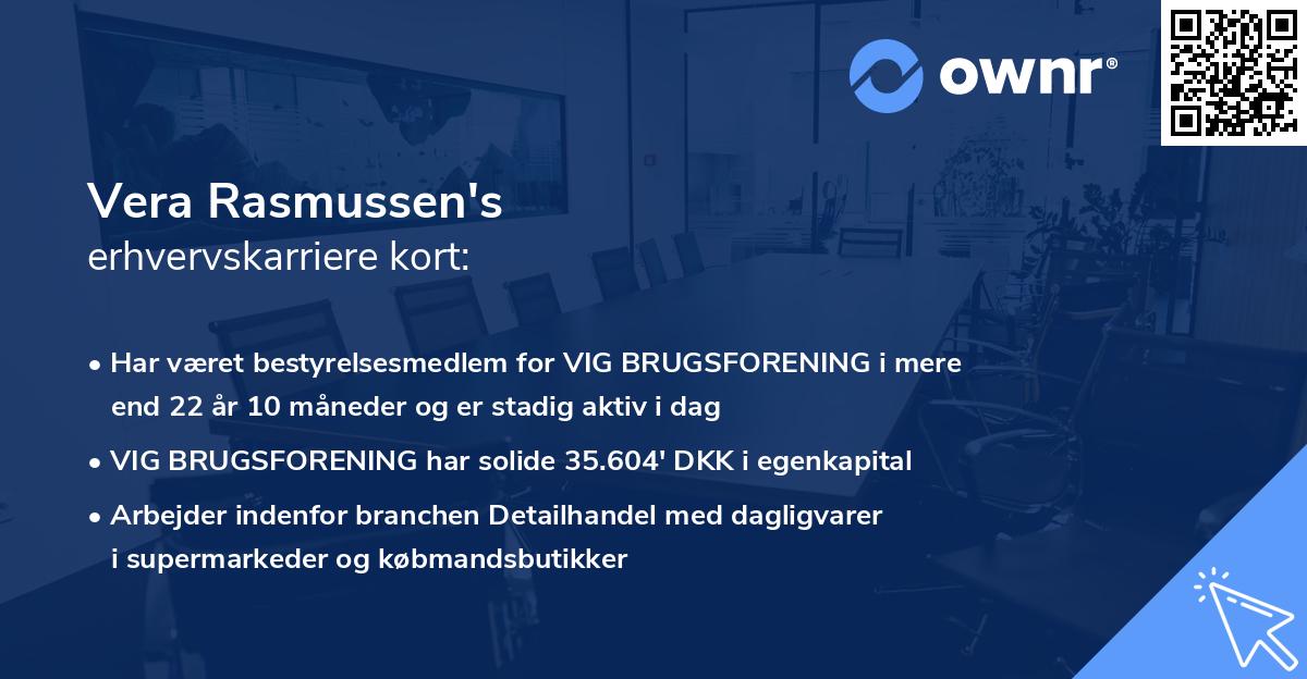 Vera Rasmussen's erhvervskarriere kort