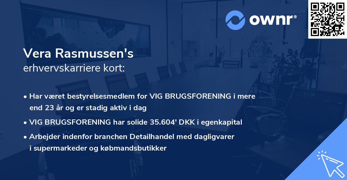 Vera Rasmussen's erhvervskarriere kort