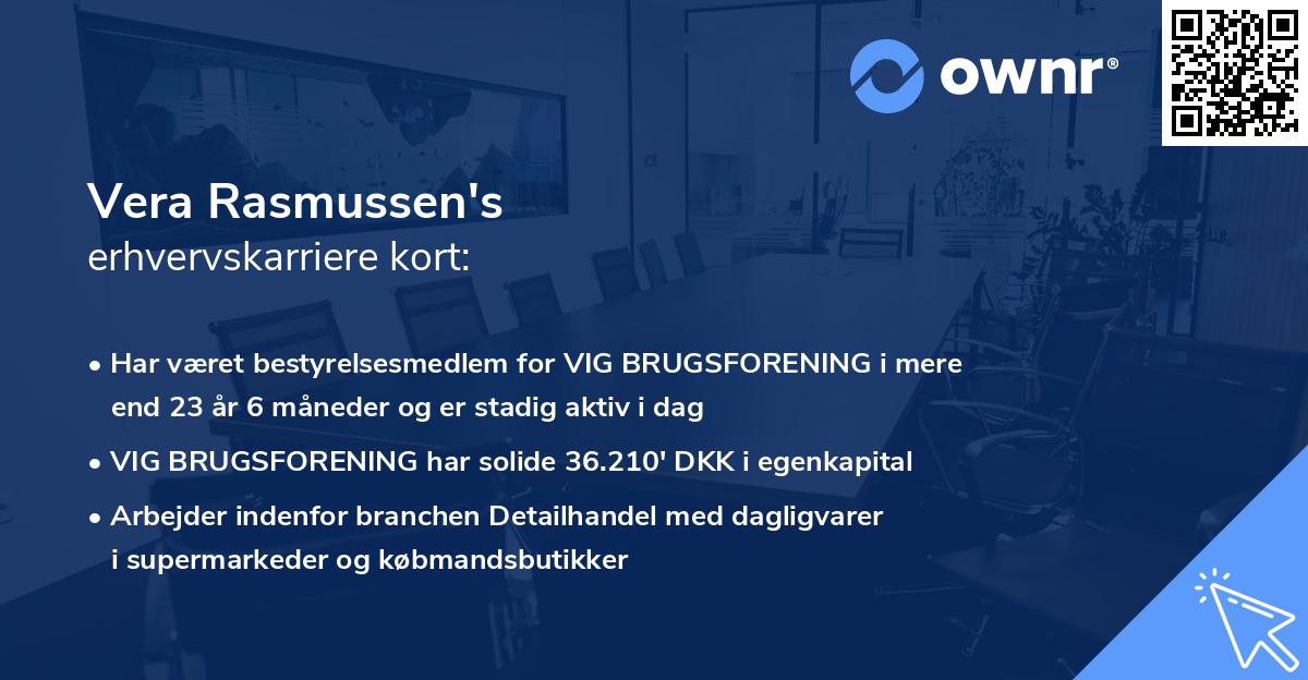 Vera Rasmussen's erhvervskarriere kort