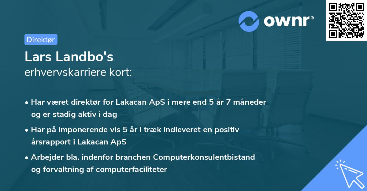 Lars Landbo's erhvervskarriere kort