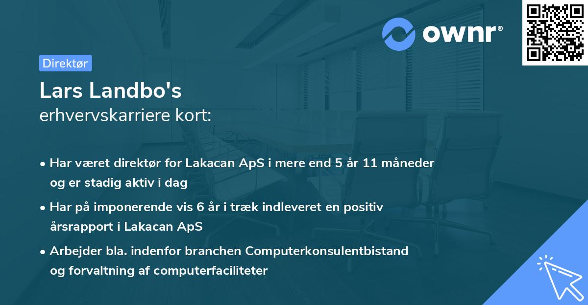 Lars Landbo's erhvervskarriere kort