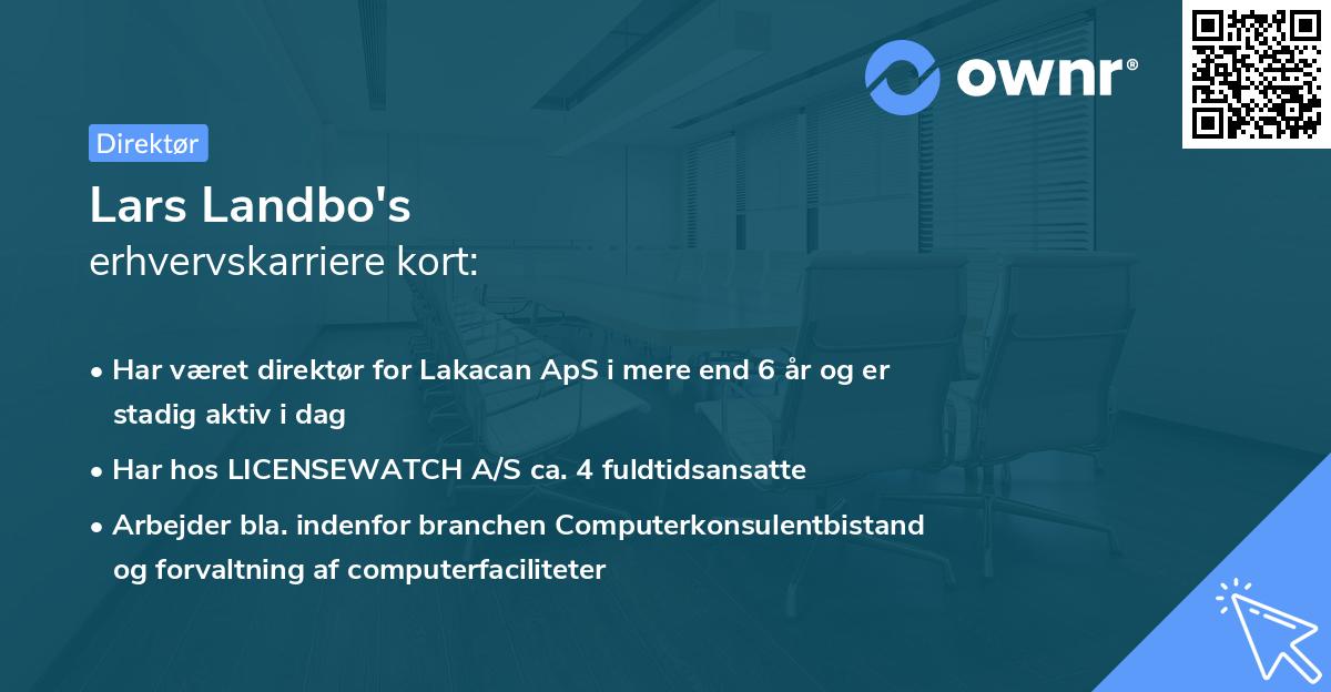 Lars Landbo's erhvervskarriere kort