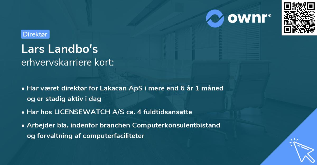 Lars Landbo's erhvervskarriere kort