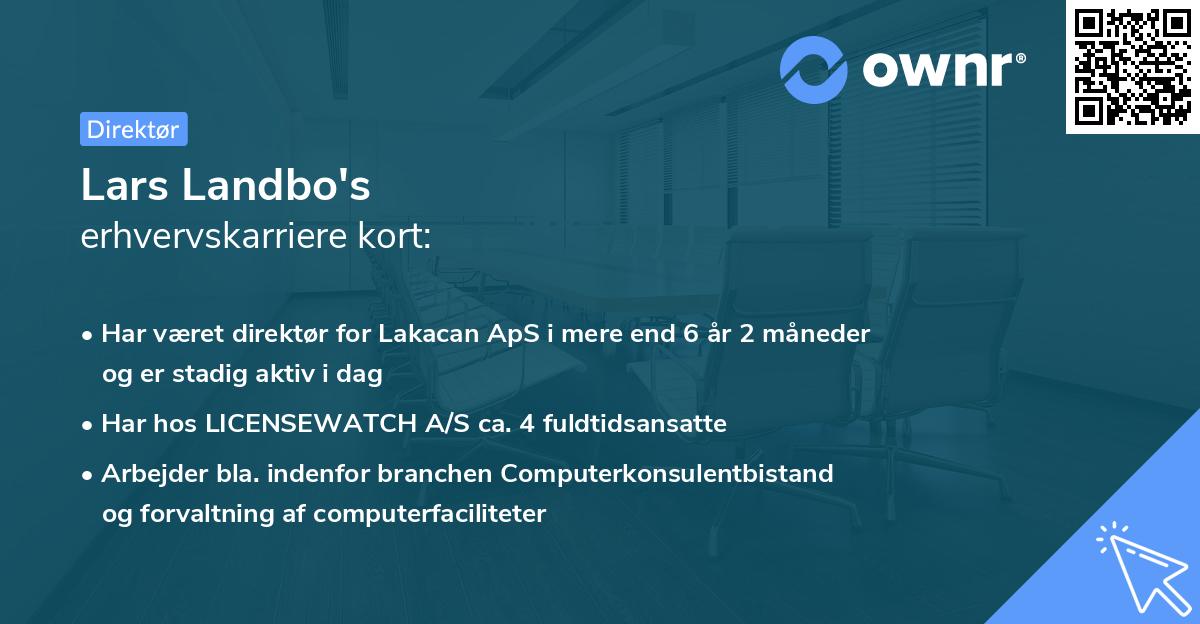 Lars Landbo's erhvervskarriere kort