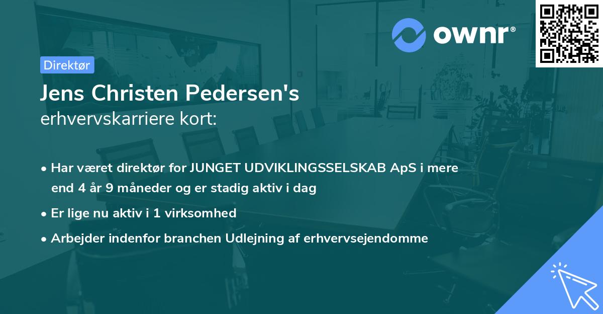 Jens Christen Pedersen's erhvervskarriere kort