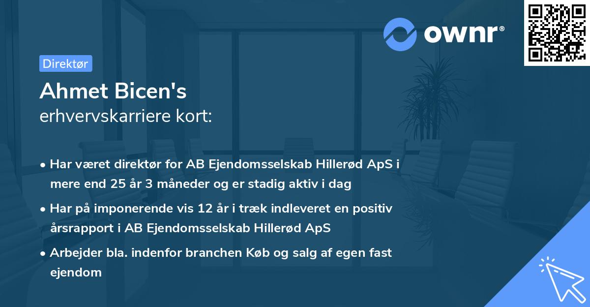 Ahmet Bicen's erhvervskarriere kort