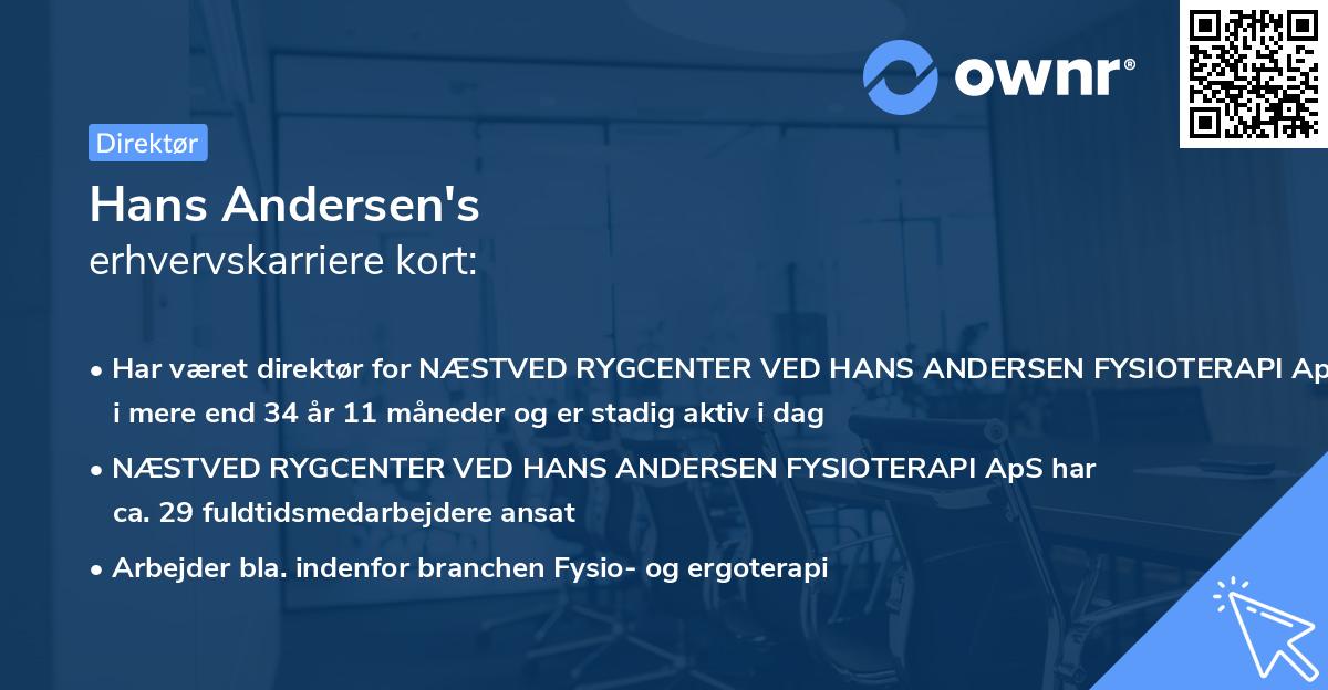 Hans Andersen's erhvervskarriere kort