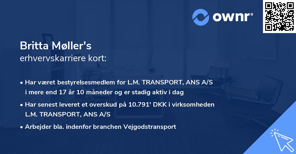Britta Møller's erhvervskarriere kort