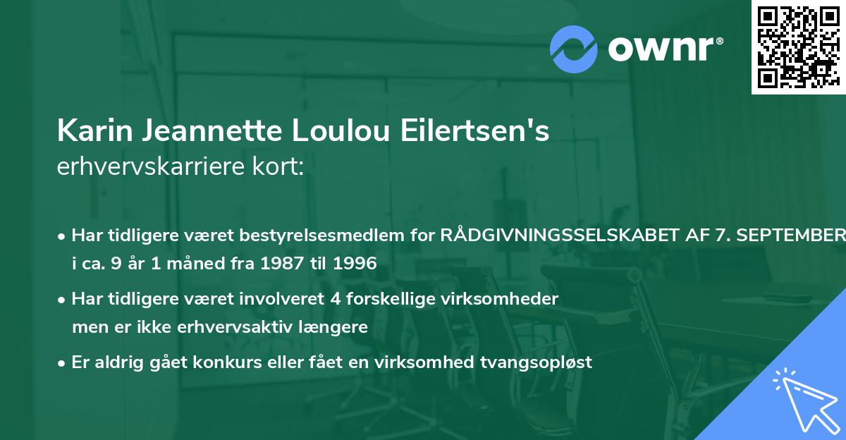 Karin Jeannette Loulou Eilertsen's erhvervskarriere kort