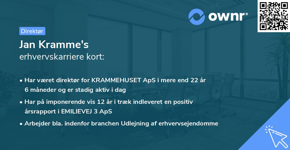 Jan Kramme's erhvervskarriere kort