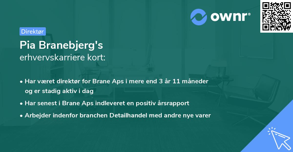Pia Branebjerg's erhvervskarriere kort