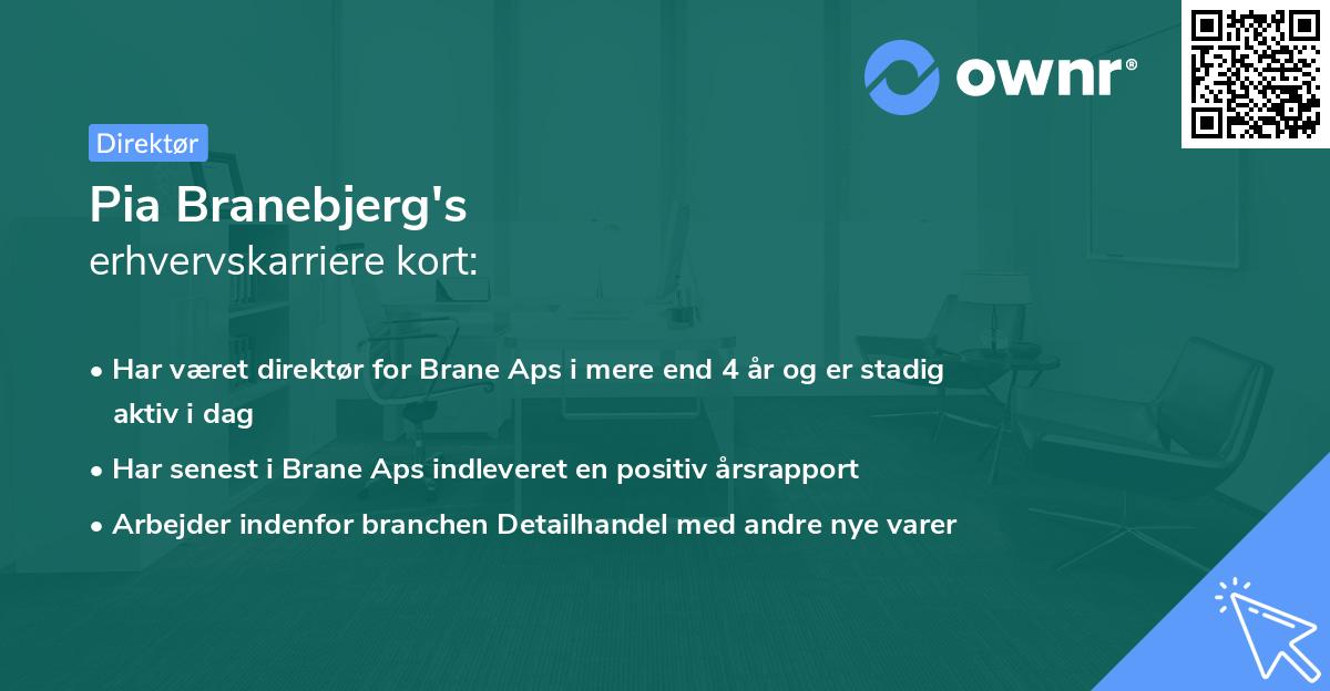Pia Branebjerg's erhvervskarriere kort