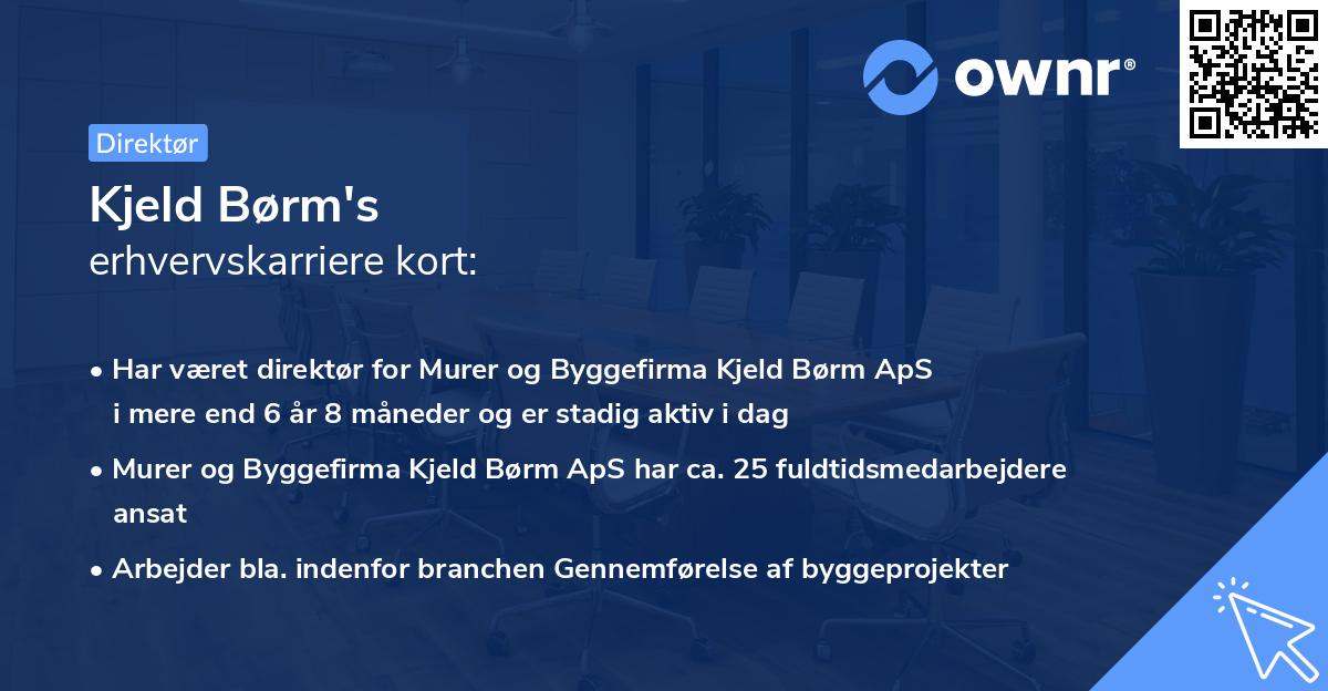 Kjeld Børm's erhvervskarriere kort