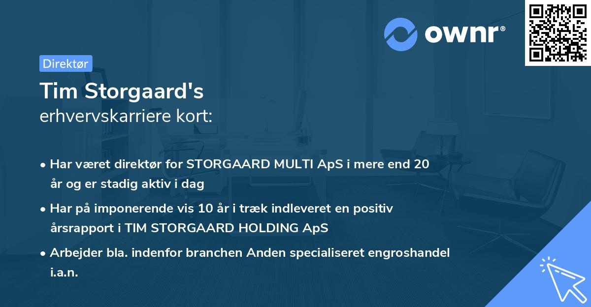 Tim Storgaard's erhvervskarriere kort