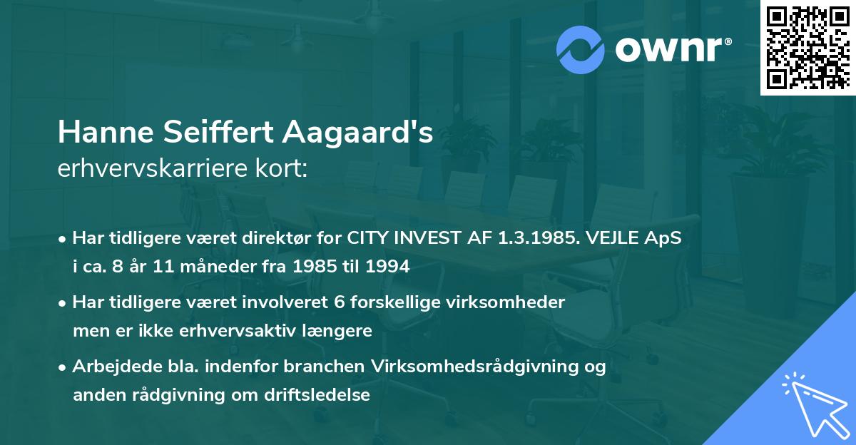 Hanne Seiffert Aagaard's erhvervskarriere kort