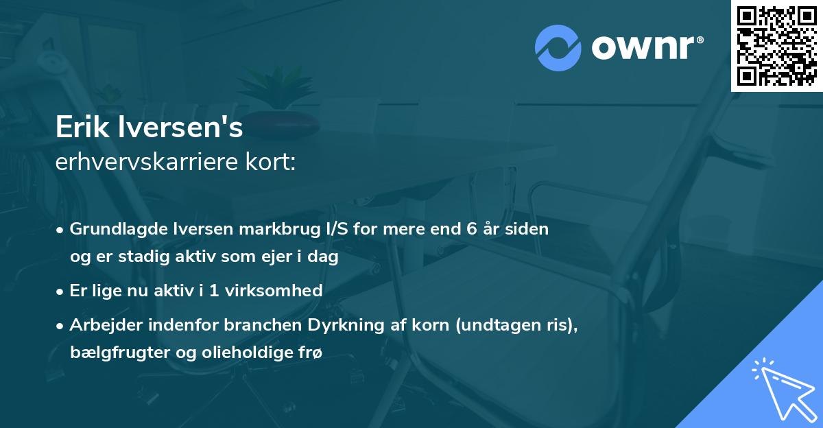 Erik Iversen's erhvervskarriere kort