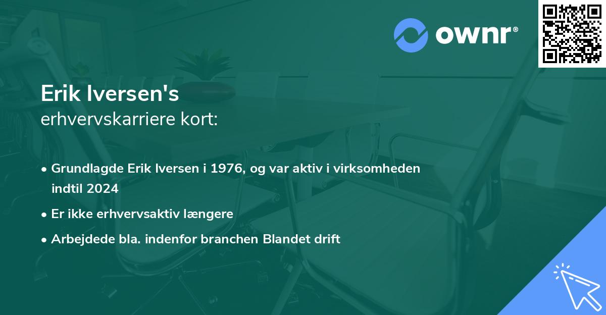 Erik Iversen's erhvervskarriere kort