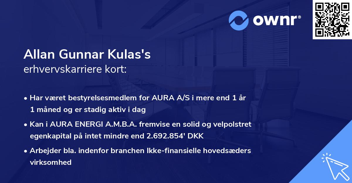 Allan Gunnar Kulas's erhvervskarriere kort