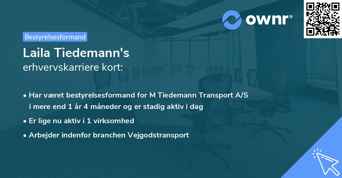 Laila Tiedemann's erhvervskarriere kort