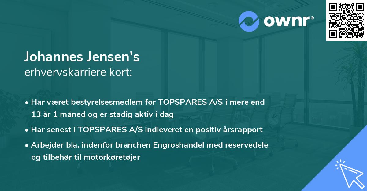 Johannes Jensen's erhvervskarriere kort