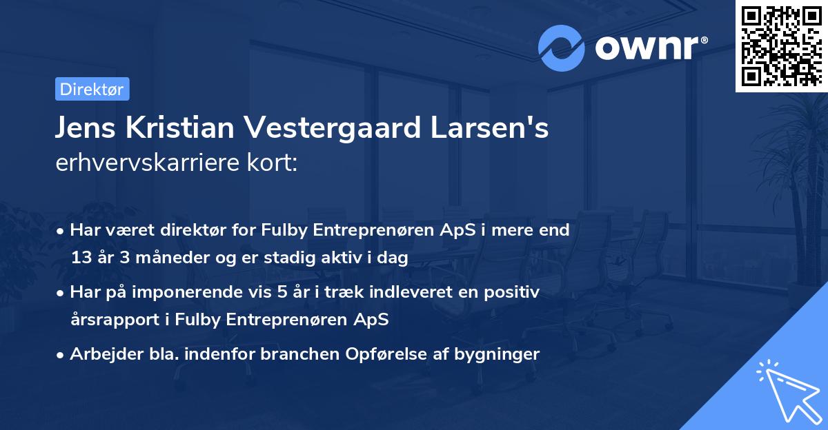Jens Kristian Vestergaard Larsen's erhvervskarriere kort
