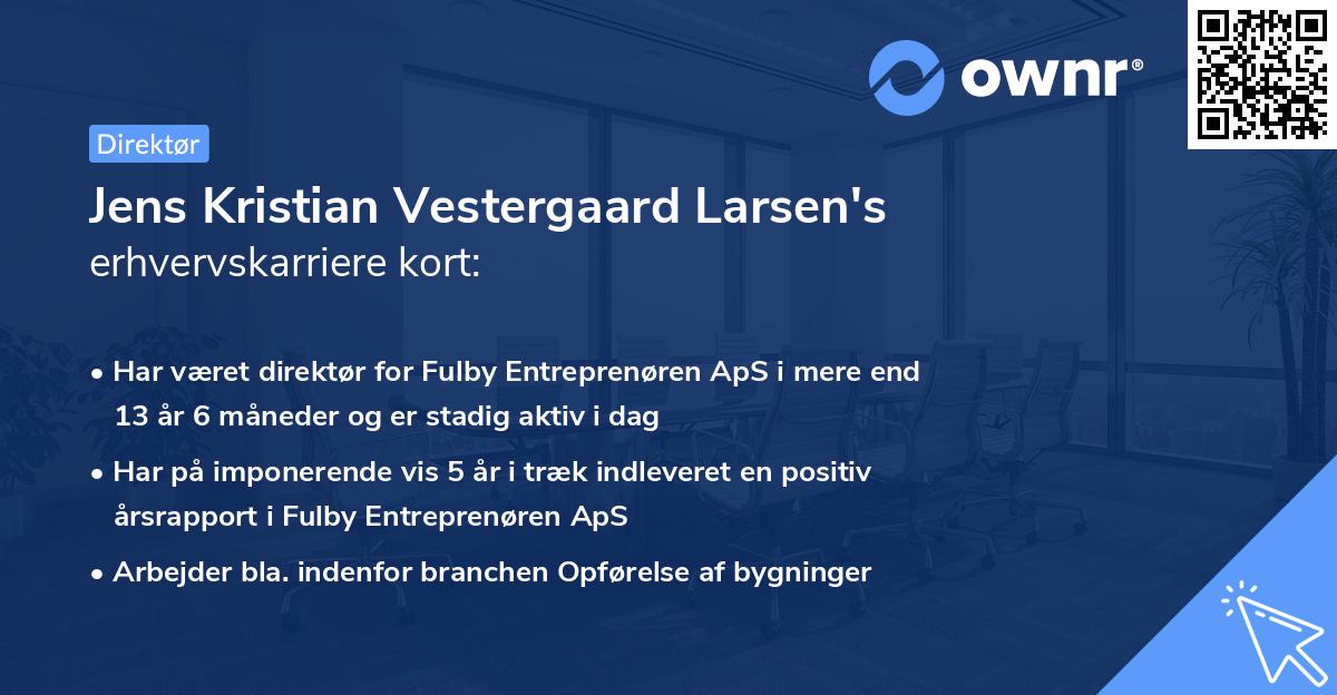 Jens Kristian Vestergaard Larsen's erhvervskarriere kort