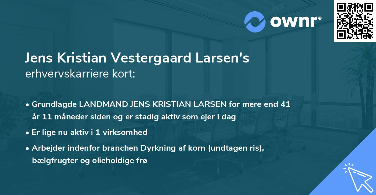 Jens Kristian Vestergaard Larsen's erhvervskarriere kort
