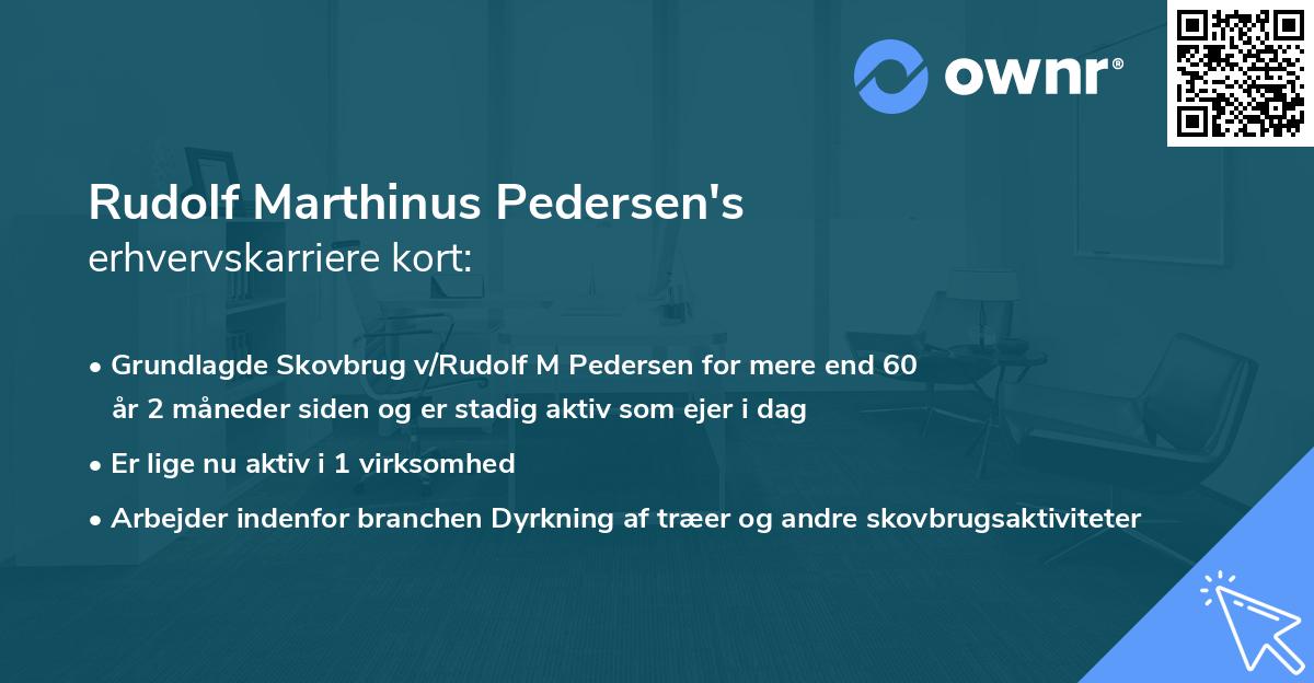 Rudolf Marthinus Pedersen's erhvervskarriere kort