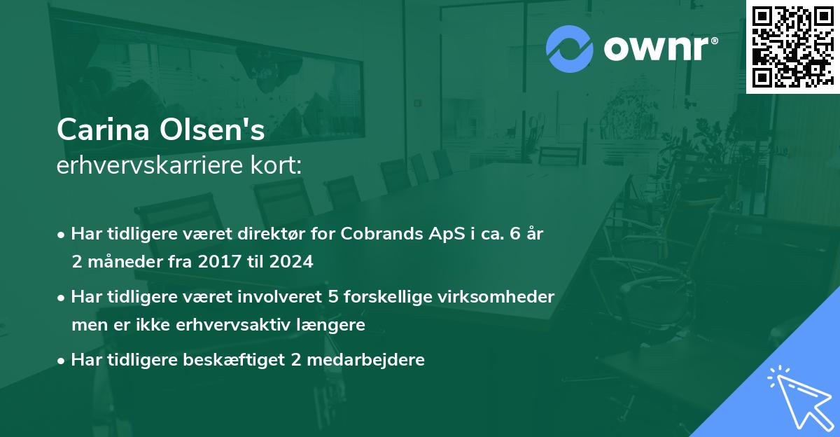 Carina Olsen's erhvervskarriere kort