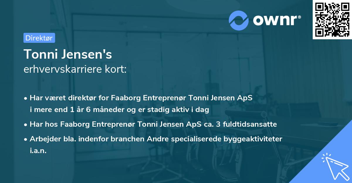 Tonni Jensen's erhvervskarriere kort
