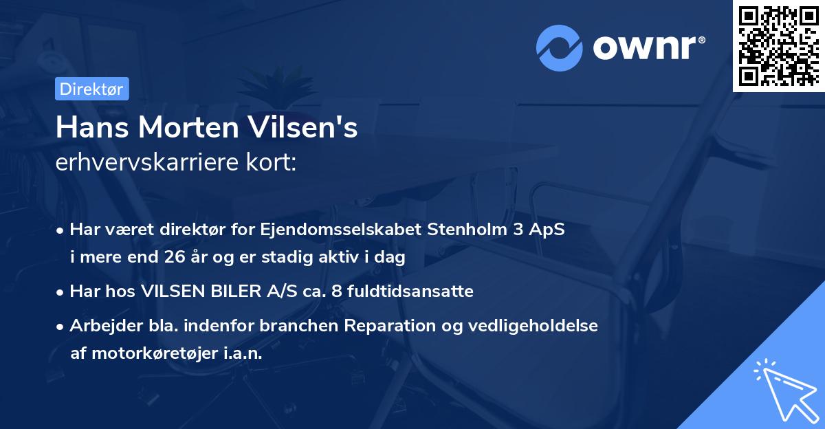 Hans Morten Vilsen's erhvervskarriere kort