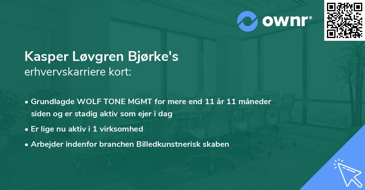 Kasper Løvgren Bjørke's erhvervskarriere kort