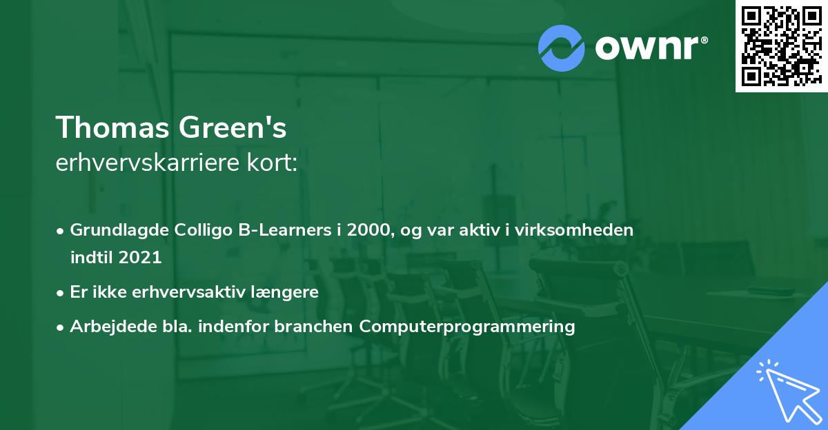 Thomas Green's erhvervskarriere kort