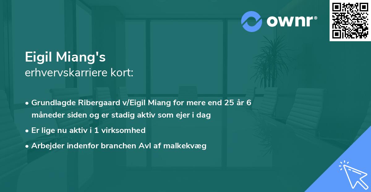 Eigil Miang's erhvervskarriere kort