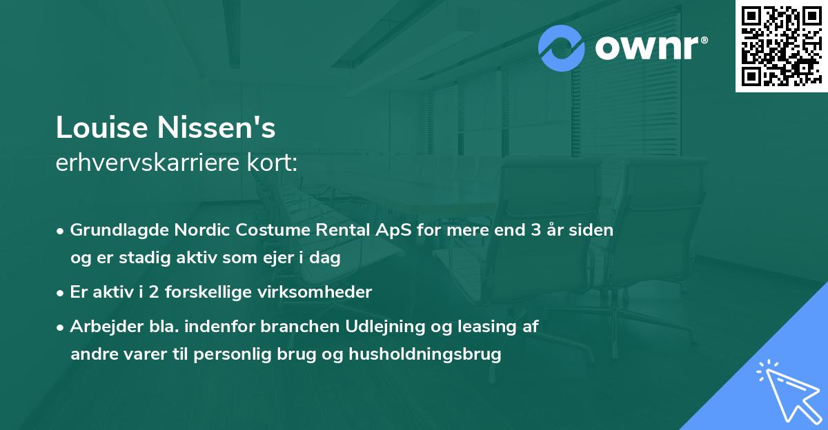 Louise Nissen's erhvervskarriere kort
