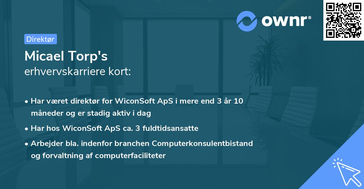 Micael Torp's erhvervskarriere kort