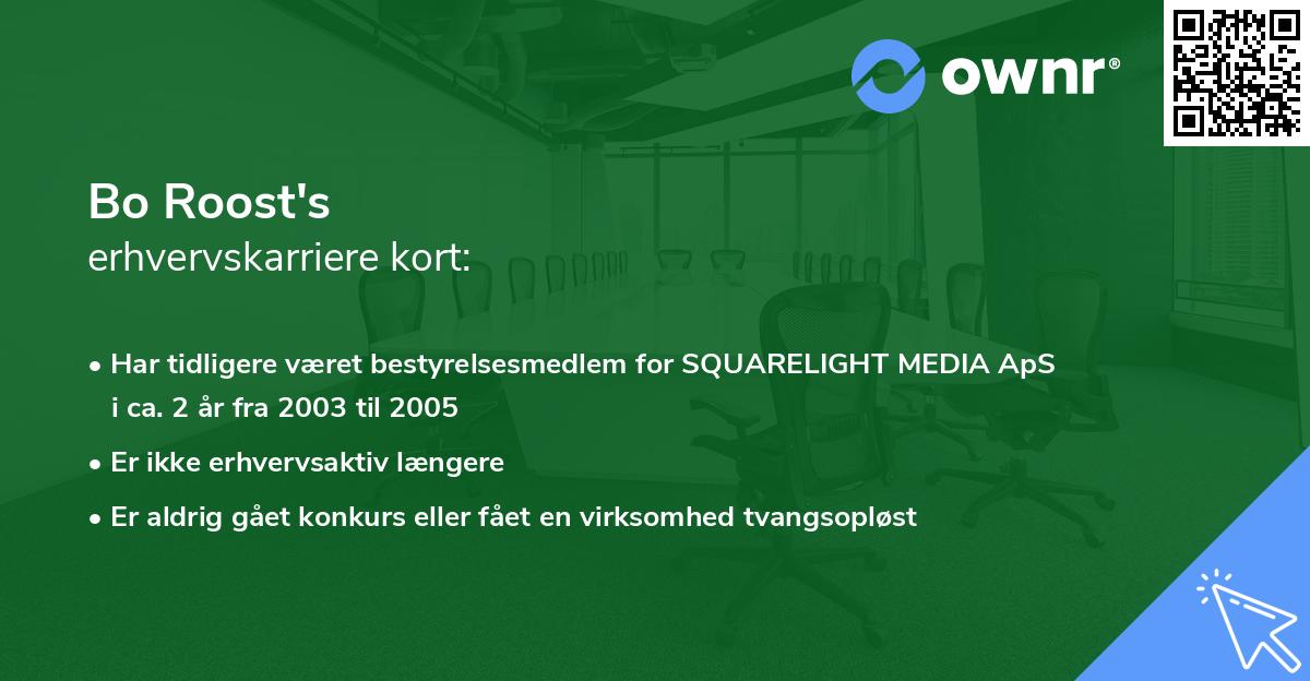 Bo Roost's erhvervskarriere kort