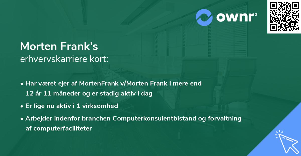 Morten Frank's erhvervskarriere kort