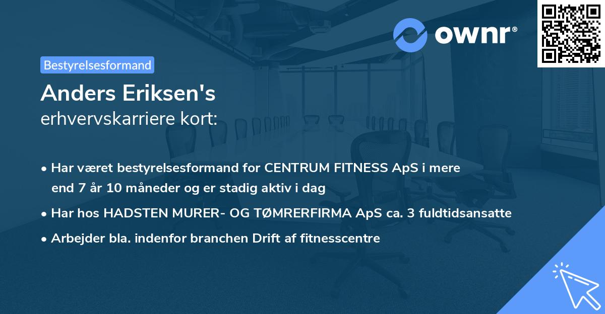 Anders Eriksen's erhvervskarriere kort